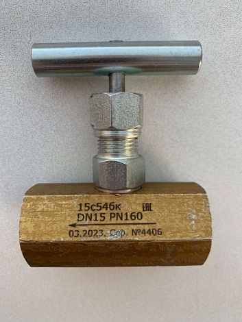 Вентиль игольчатый 15с54бк, Ду-15мм, Ру-16МПа, муфтовый, R1/2